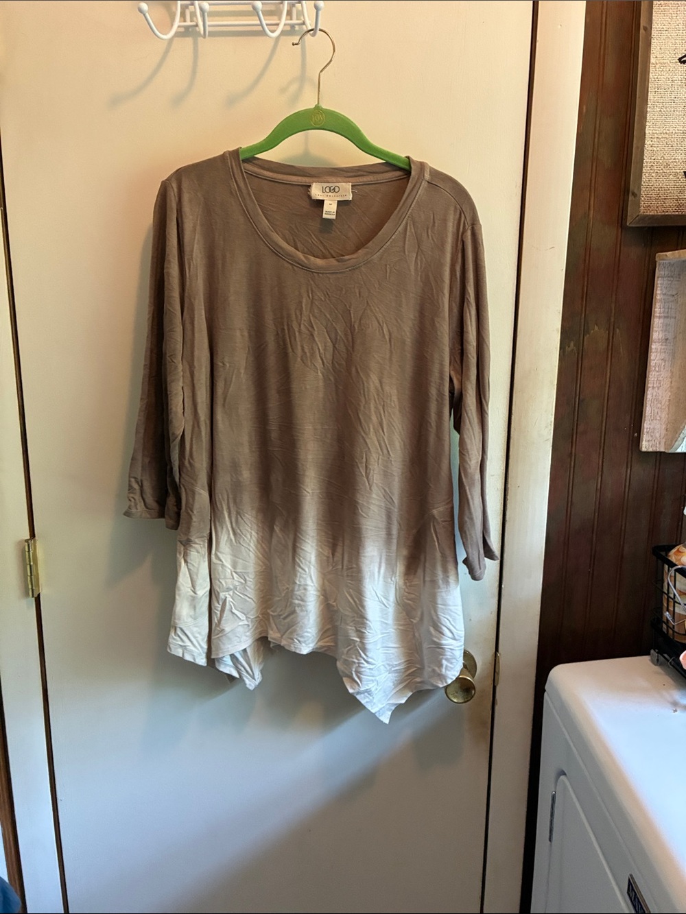LOGO by Lori Goldstein Taupe to Cream Ombre Tunic